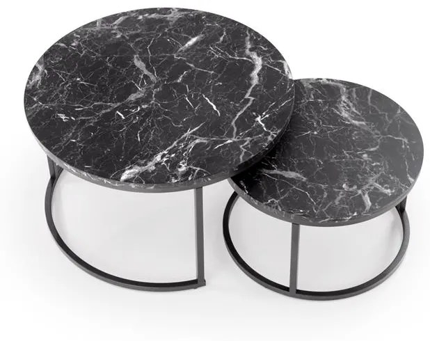 JAVA set of 2 c. tables, black marble / black