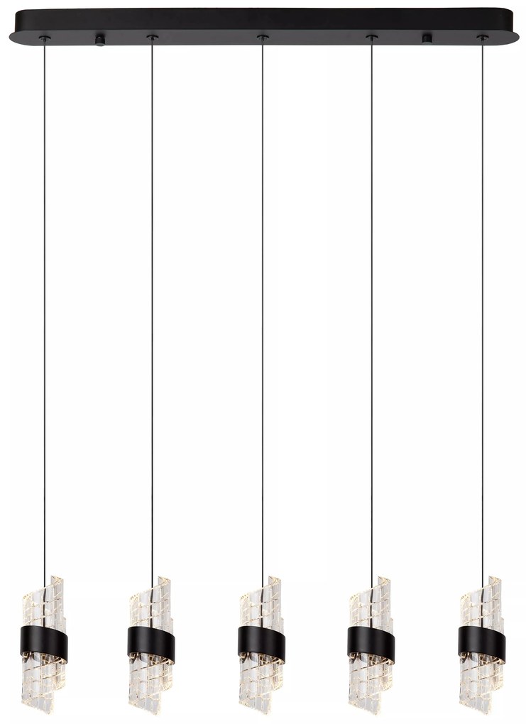 Φωτιστικό Κρεμαστό Lucide 13496-35-30 KLIGANDE Μαύρο Ματ (Black Mat)|Διάφανο (Transparent) 2700 K
