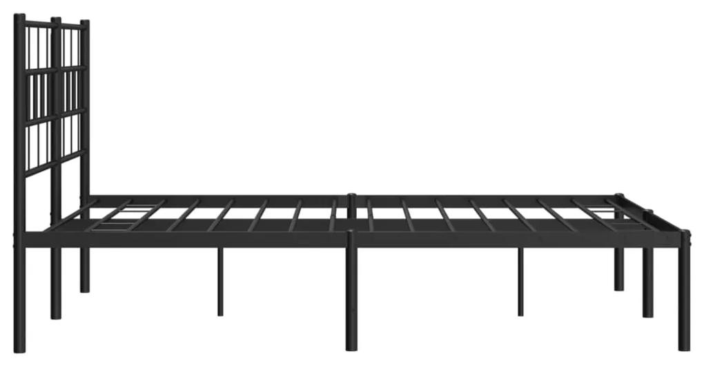 vidaXL Πλαίσιο Κρεβατιού με Κεφαλάρι Μαύρο 140 x 190 εκ. Μεταλλικό
