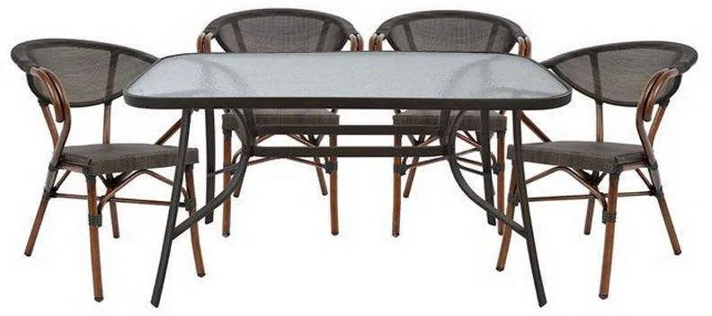 Σετ Τραπεζαρίας 5τμχ HM5106.02+HM5025 Καφέ 140x80x72cm Four Seater