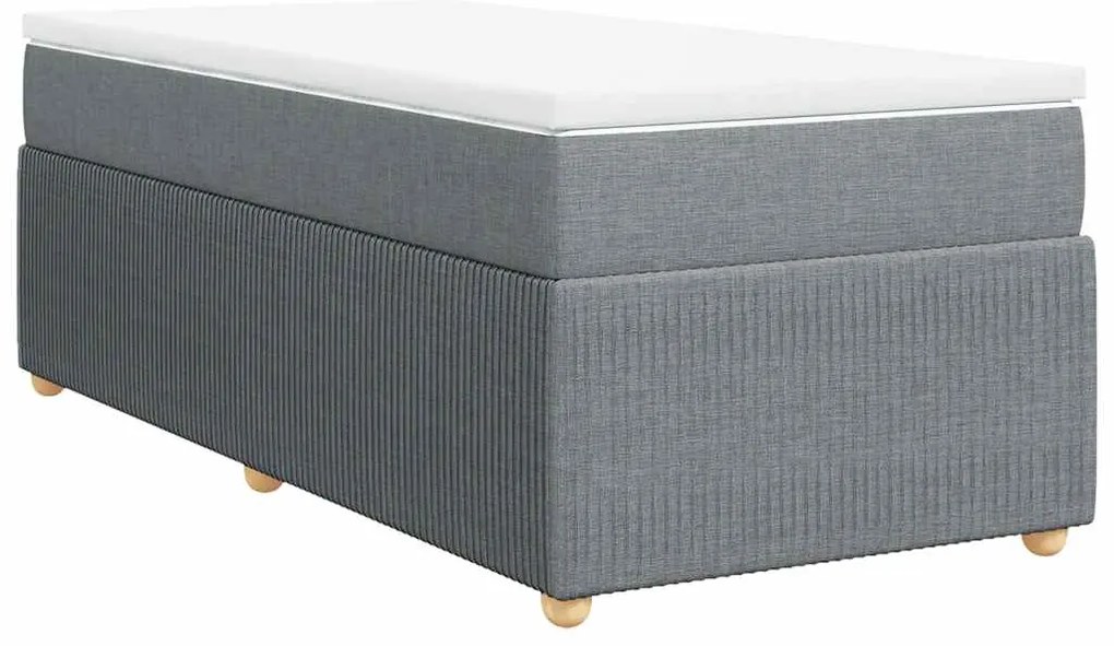 vidaXL Κρεβάτι Boxspring με Στρώμα Ανοιχτό Γκρι 90x190 εκ. Υφασμάτινο