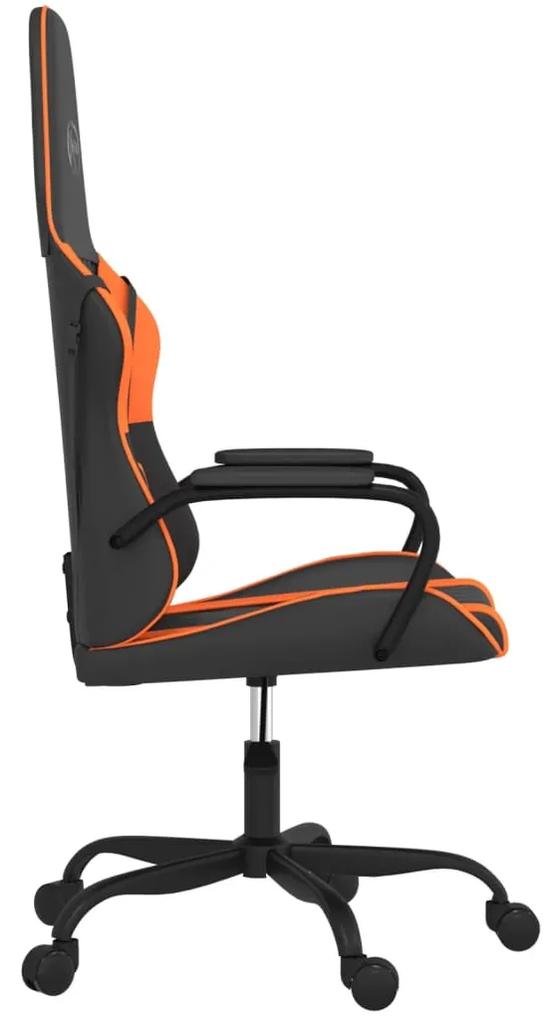 vidaXL Καρέκλα Gaming Μασάζ Μαύρο/πορτοκαλί από Συνθετικό Δέρμα