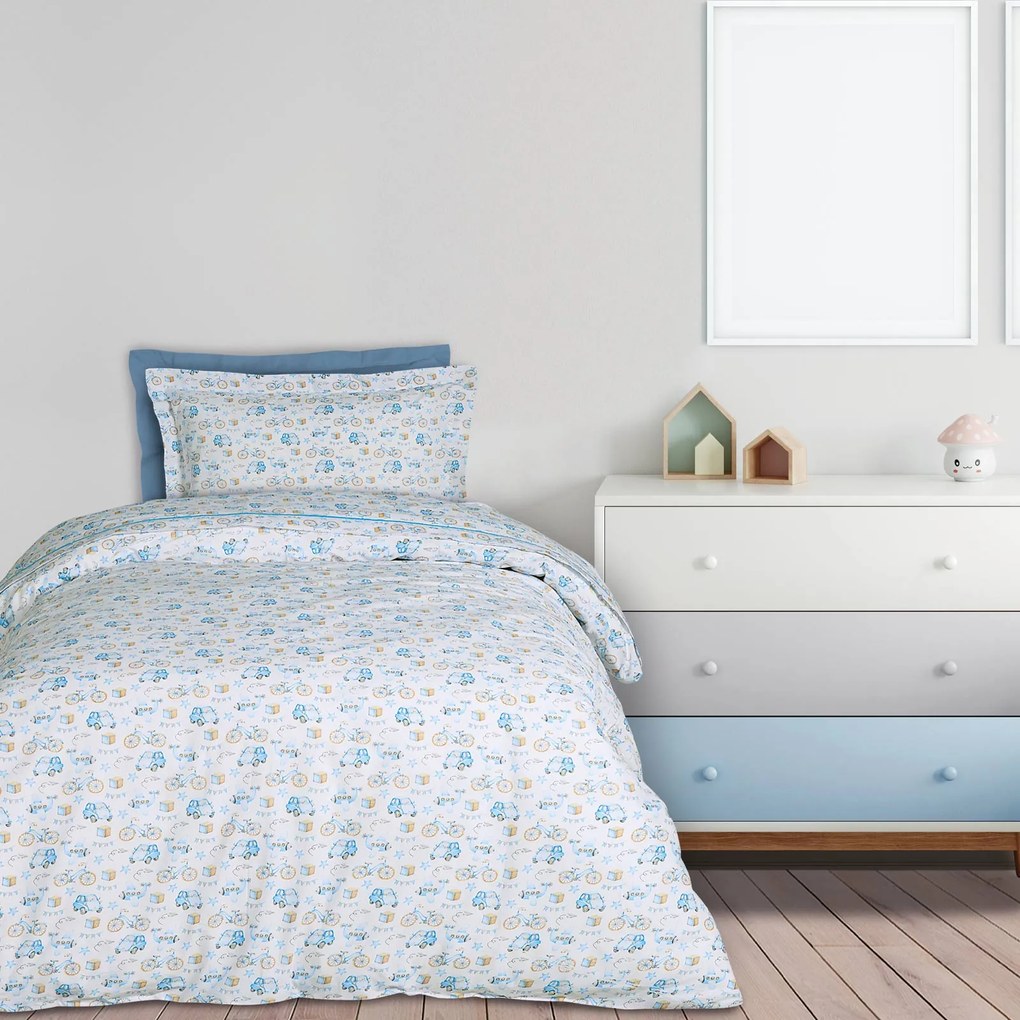 DAS KIDS ΣΕΤ ΣΕΝΤΟΝΙΑ ΜΟΝΑ 170Χ240 4918 BLUE, OCHRE, WHITE