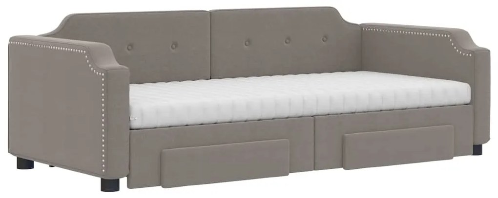 vidaXL Καναπές Κρεβάτι Συρόμενος Taupe 90x200 εκ. Ύφασμα & Συρτάρια