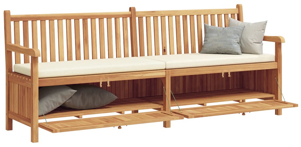 vidaXL Πάγκος Αποθήκευσης Κήπου Καφέ 228 x 60 x 90 εκ Μασίφ ξύλο teak