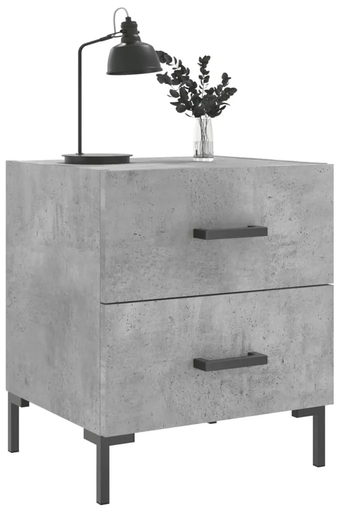 vidaXL Κομοδίνα 2 τεμ. Γκρι Σκυροδεμ. 40 x 35 x 47,5 εκ. Επεξεργ. Ξύλο