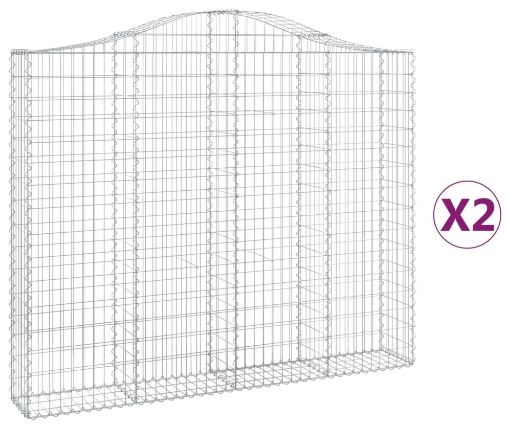 vidaXL Συρματοκιβώτια Τοξωτά 2 τεμ. 200x30x160/180 εκ. Γαλβαν. Ατσάλι
