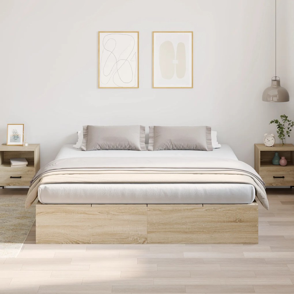 vidaXL Κρεβάτι αποθήκευσης από Sonoma Oak 200x200 εκ.
