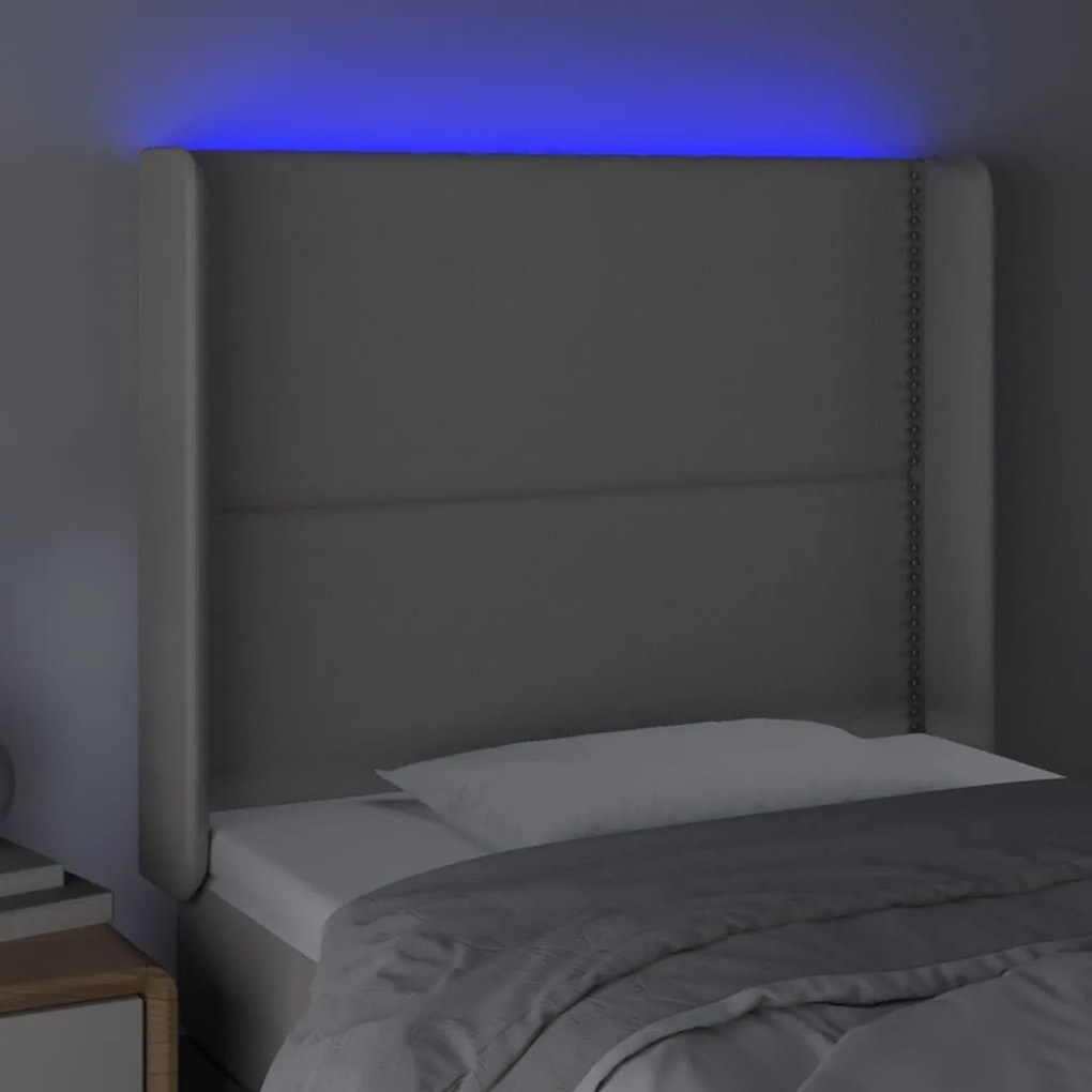 Κεφαλάρι Κρεβατιού LED Γκρι 83x16x118/128 εκ. Συνθετ. Δέρμα - Γκρι