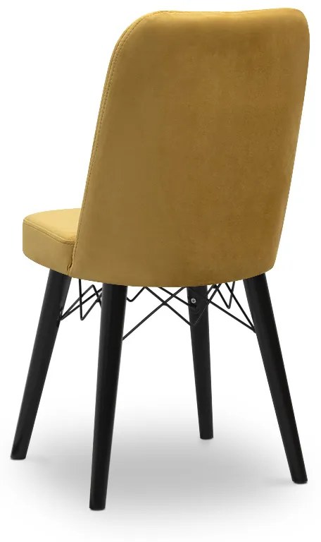 Καρέκλα τραπεζαρίας Carla Megapap από βελούδο χρώμα μουσταρδί - μαύρο πόδι 45x46x90εκ.
