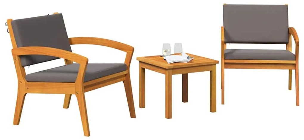 vidaXL Σετ μπιστρό με μαξιλάρι 3 pcs Καφέ Πολυεστέρας