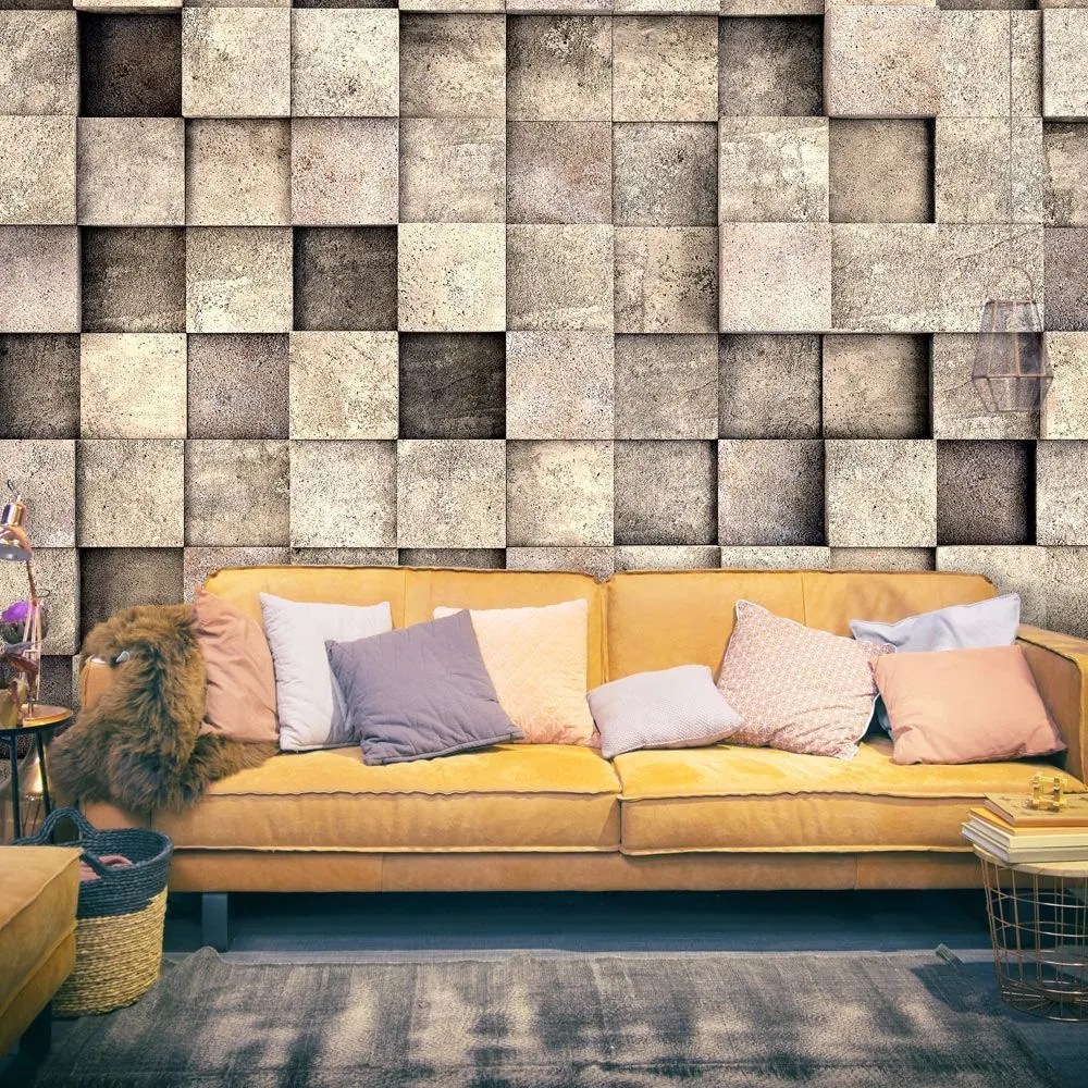 Αυτοκόλλητη φωτοταπετσαρία - Beige Squares - 343x245