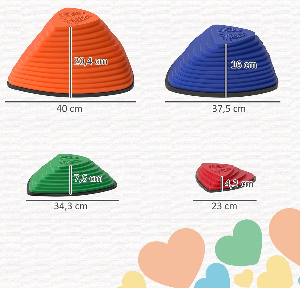 AIYAPLAY Σετ 9 Βημάτων Πέτρες, Αντιολισθητικό Σχέδιο, για Εσωτερικούς &amp; Εξωτερικούς Χώρους, Στοιβαζόμενο, Πολύχρωμο