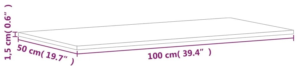 Πάγκος Μπάνιου 100 x 50 x 1,5 εκ. από Μασίφ Ξύλο Οξιάς - Καφέ