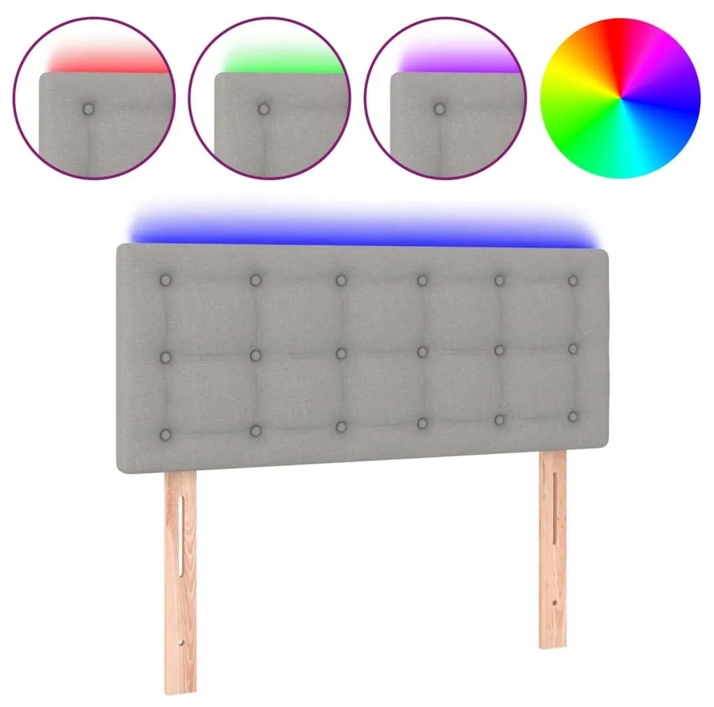 Κεφαλάρι Κρεβατιού LED Ανοιχτό Γκρι 100x5x78/88 εκ. Υφασμάτινο - Γκρι