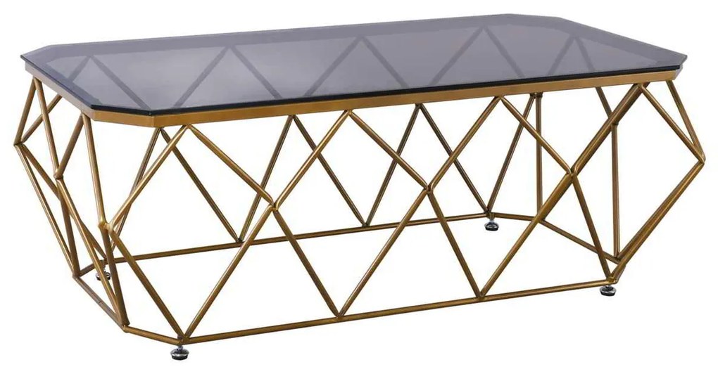Τραπέζι Σαλονιού ACTON 123x63 Μεταλ.Χρυσό/Γυαλί