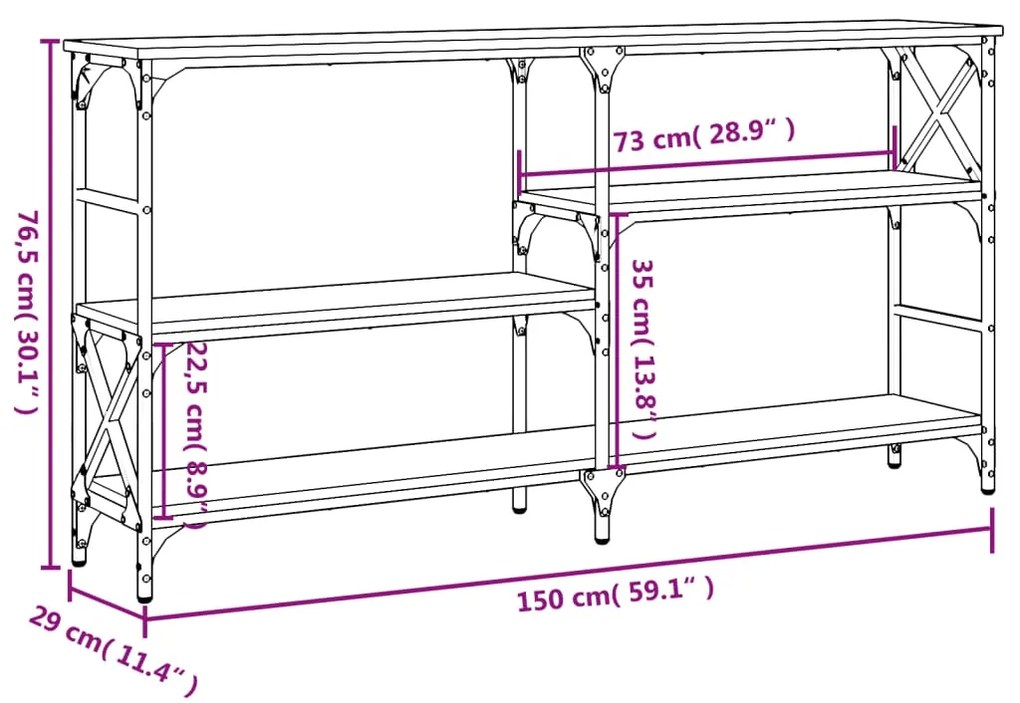 ΤΡΑΠΕΖΙ ΚΟΝΣΟΛΑ ΓΚΡΙ SONOMA 150 X 29 X 76,5 ΕΚ. ΕΠΕΞΕΡΓ. ΞΥΛΟ 835472