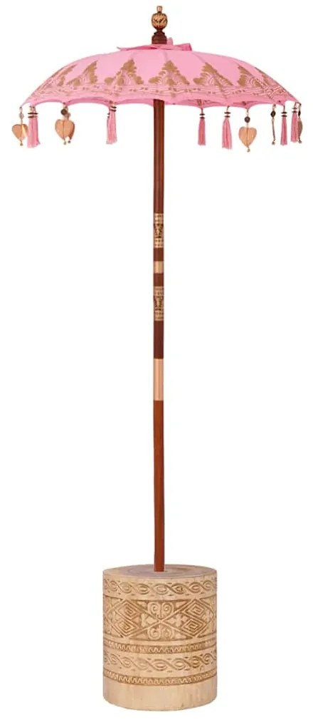 vidaXL Ομπρέλα με Βάση 250 cm Βαμβάκι, Ξύλο