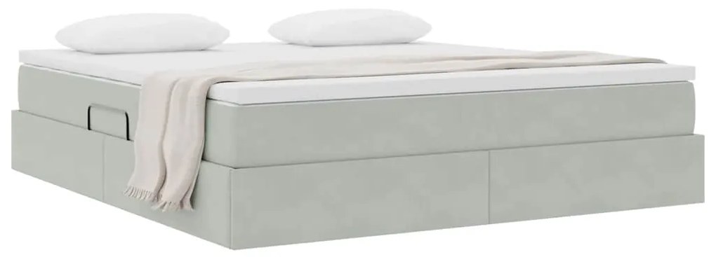 vidaXL Κρεβάτι με αποθηκευτικό χώρο και στρώμα με στρώμα Ανοιχτό γκρι