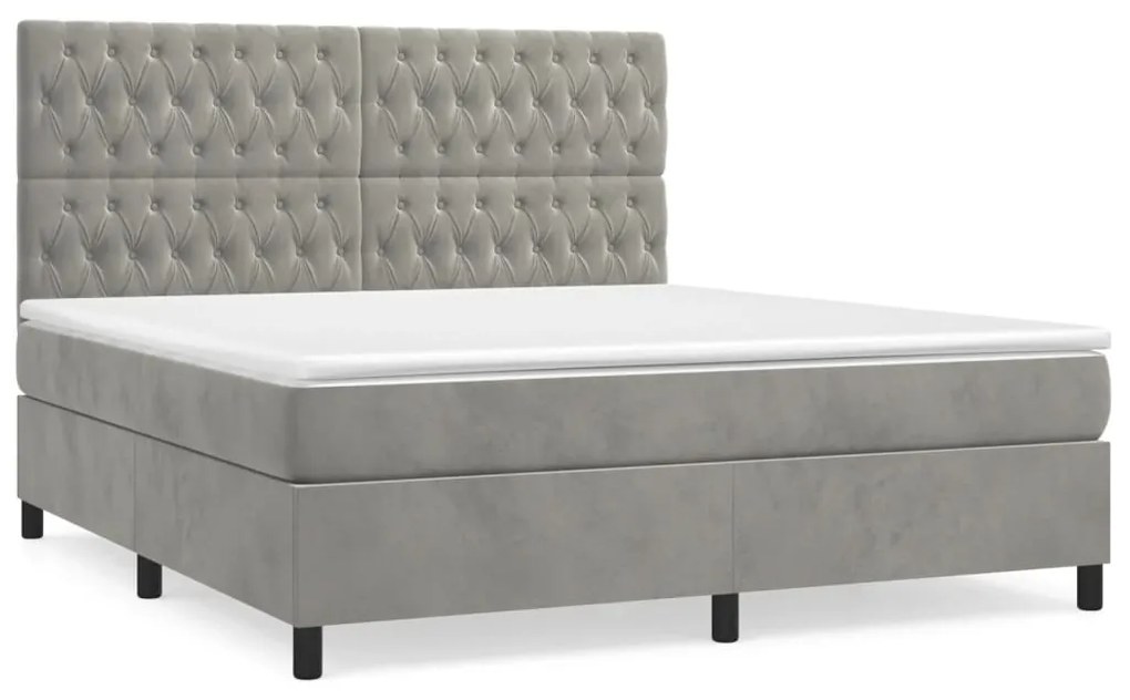 ΚΡΕΒΑΤΙ BOXSPRING ΜΕ ΣΤΡΩΜΑ ΑΝΟΙΧΤΟ ΓΚΡΙ 180X200 ΕΚ. ΒΕΛΟΥΔΙΝΟ 3143217