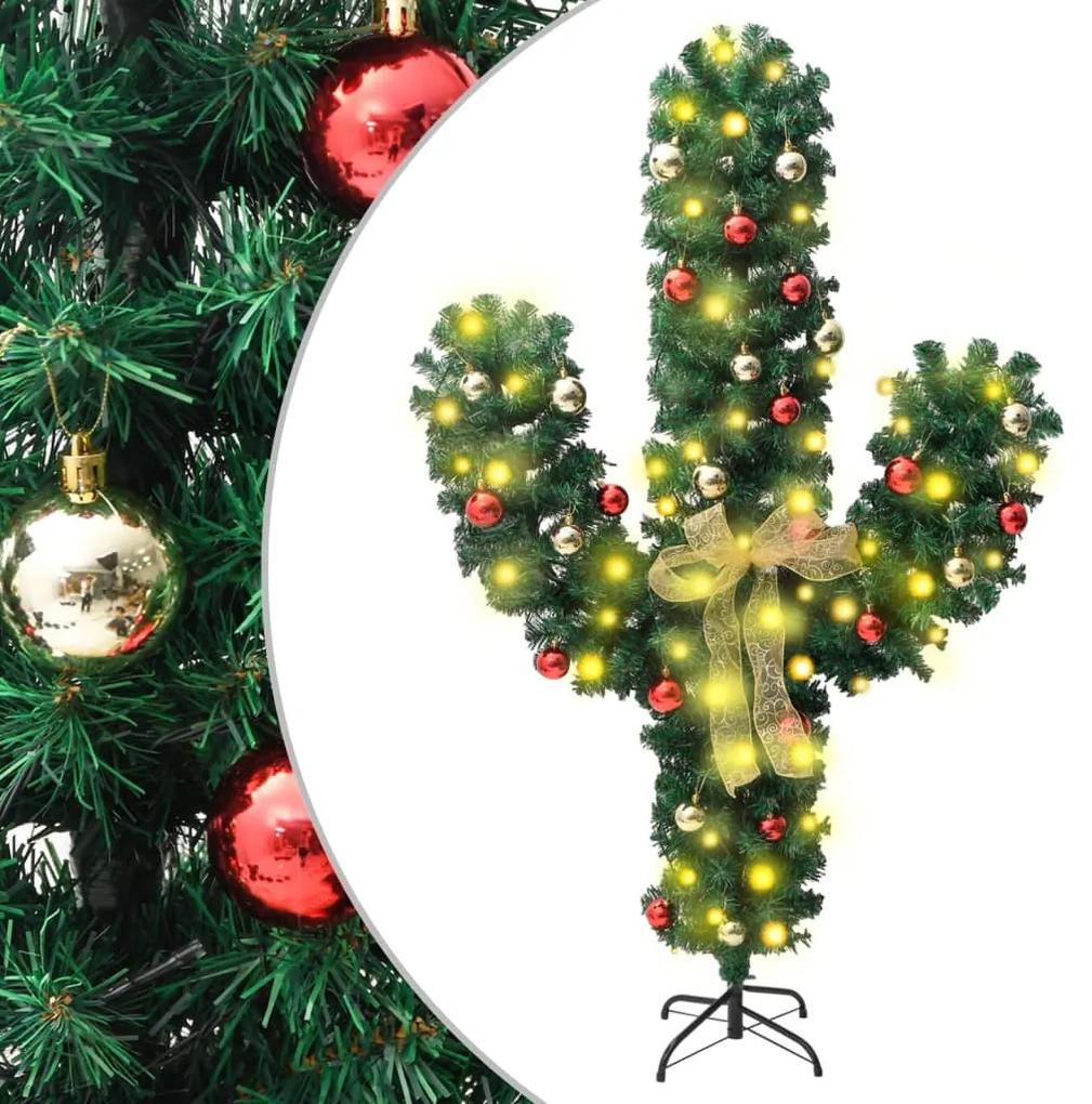 vidaXL Χριστουγεννιάτικος Κάκτος Περιστρ. LED Πράσινο 180εκ PVC Βάση