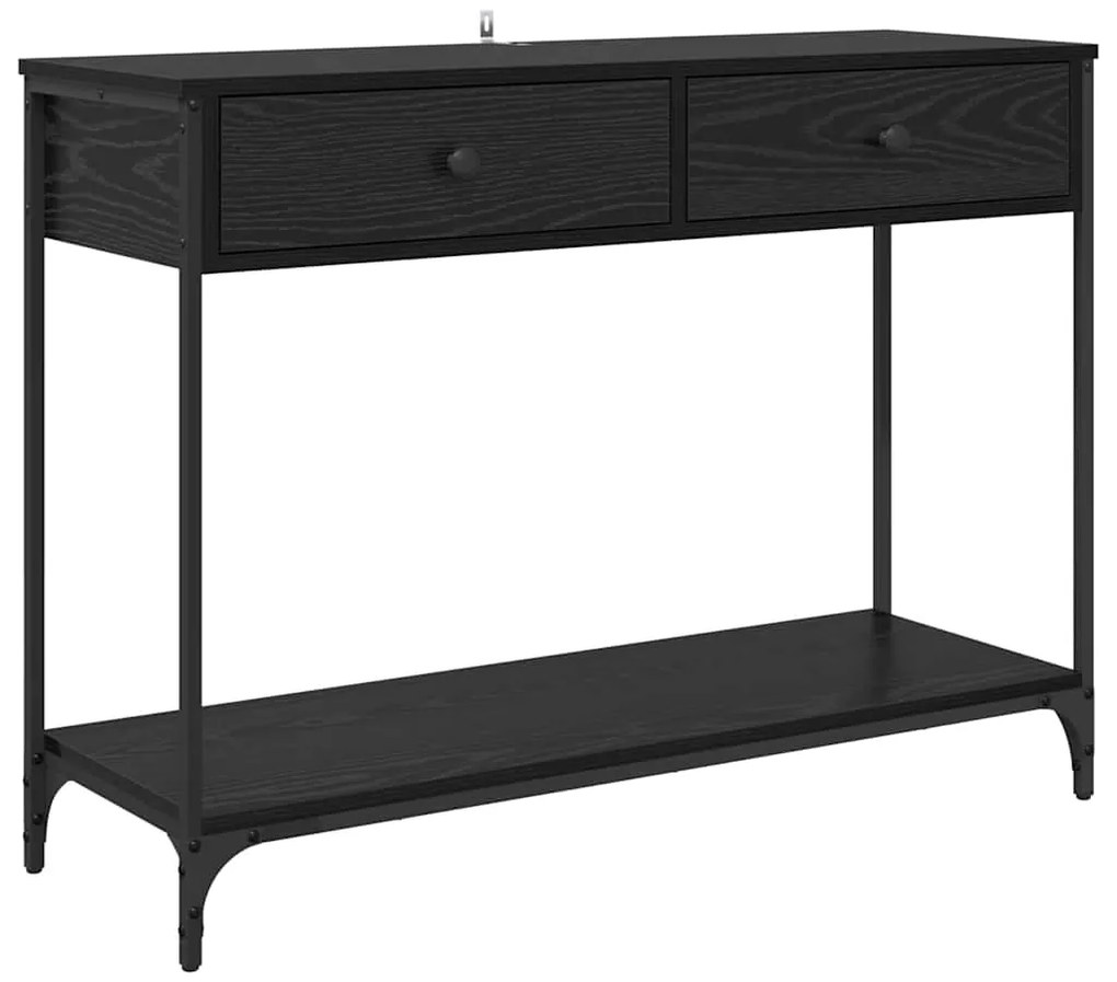 vidaXL Τραπέζι κονσόλας με συρτάρι Μαύρη Οξυά 100 x 34,5 x 75 εκ.