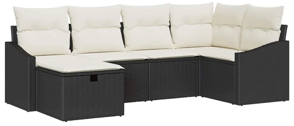 vidaXL Σετ Καναπέ Κήπου 6 pcs Μαύρο, Κρέμα Πολυ rattan, βαμμένο ατσάλι