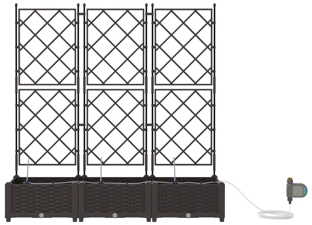 vidaXL Γλάστρες Κήπου 1 τεμ Καφασωτό Καφέ 120 x 40 x 126 cm Πλαστικό