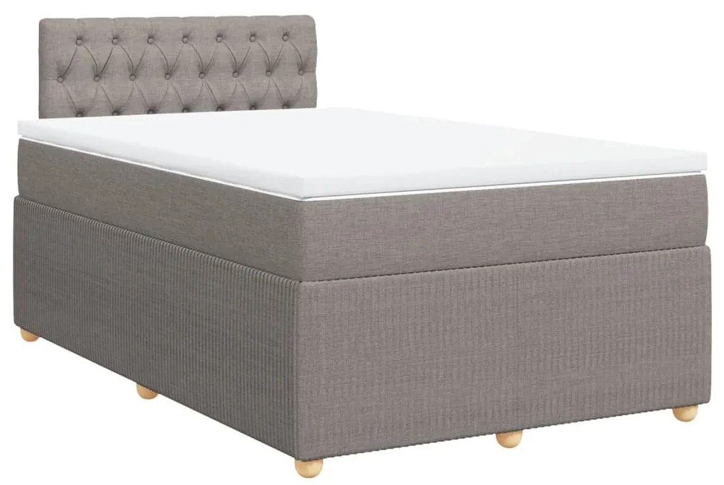 vidaXL Κρεβάτι Boxspring με Στρώμα Taupe 120x190 εκ. Υφασμάτινο