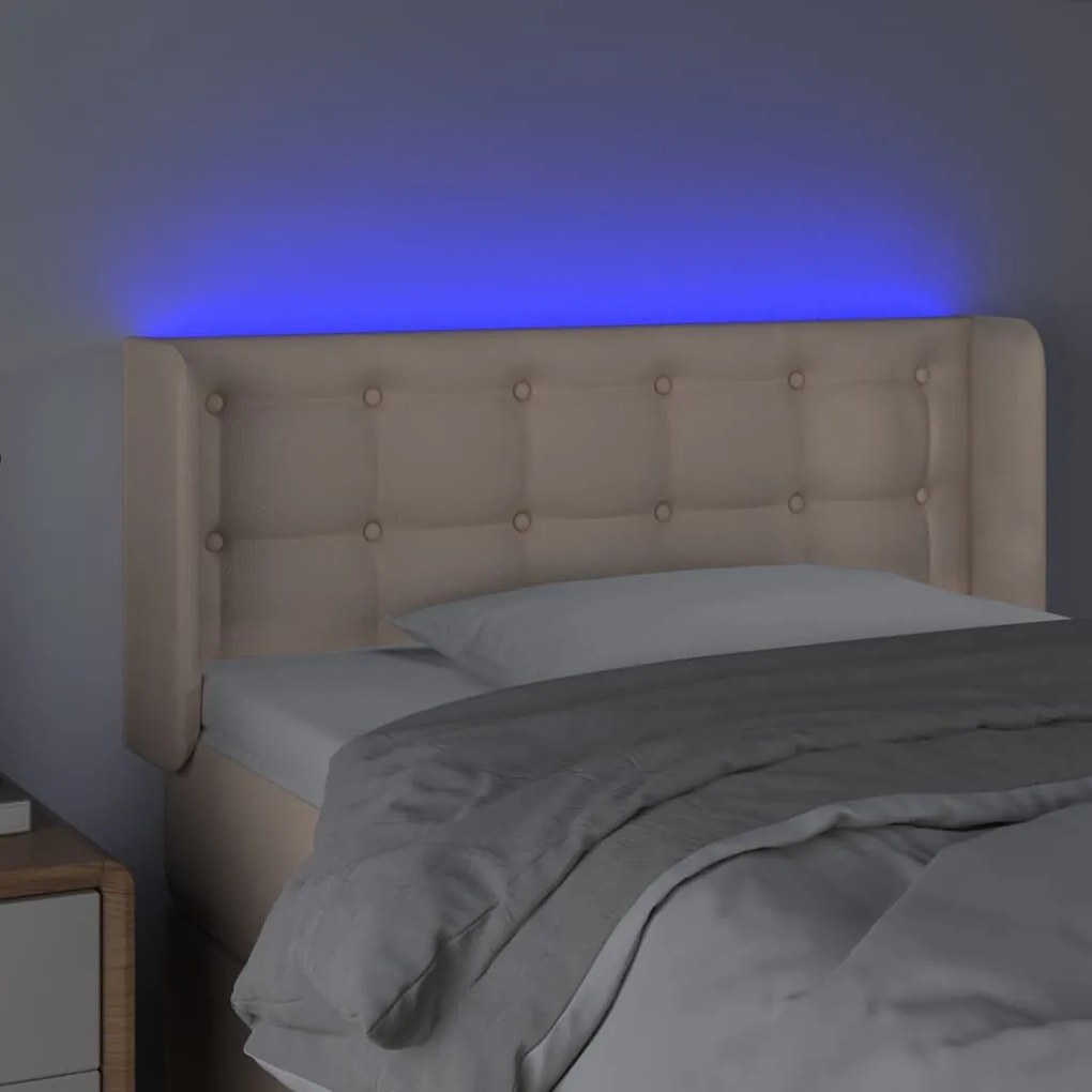 vidaXL Κεφαλάρι Κρεβατιού LED Καπουτσίνο 93x16x78/88 εκ. Συνθετ. Δέρμα