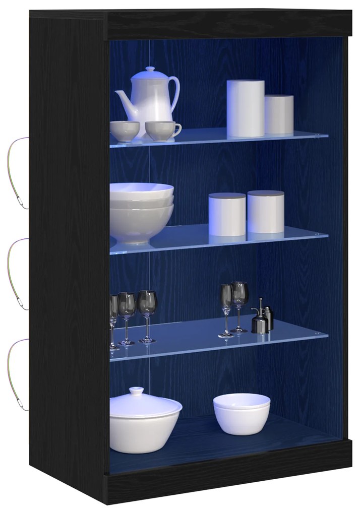 vidaXL Μπουφέ με LED Φώτα Μαύρη Δρυς 60,5x37x100 εκ