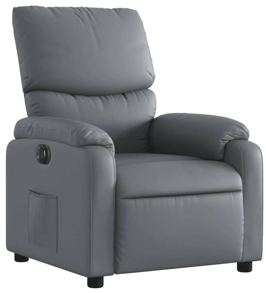 vidaXL Πολυθρόνα Ηλεκτρική Ανακλινόμενη Γκρι από Συνθετικό Δέρμα