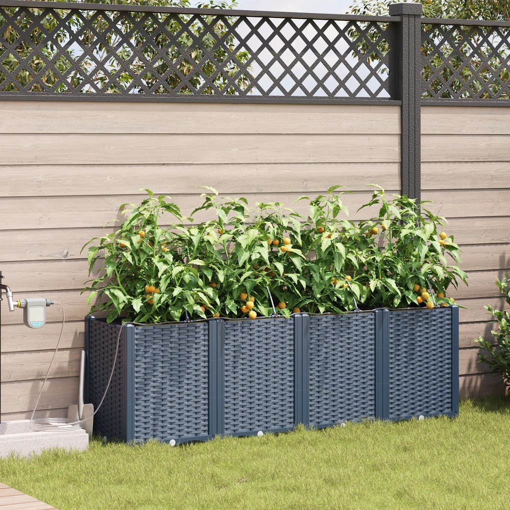vidaXL Ζαρντινιέρες κήπου Γκρι 160 x 40 x 52 cm Ατσάλι