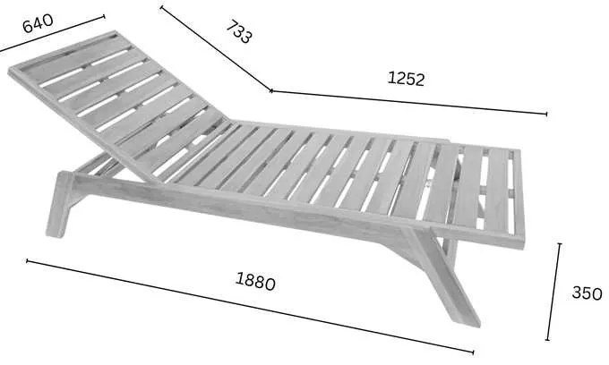 Ξαπλώστρα Melop pakoworld teak ξύλο σε φυσική απόχρωση 200x70x35εκ