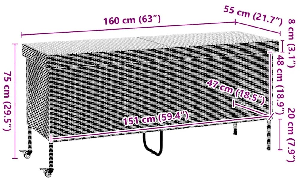 ΚΟΥΤΙ ΑΠΟΘΗΚΕΥΣΗΣ ΚΗΠΟΥ ΜΕ ΡΟΔΕΣ 160X55X75 ΕΚ. ΣΥΝΘΕΤΙΚΟ ΡΑΤΑΝ 4103832