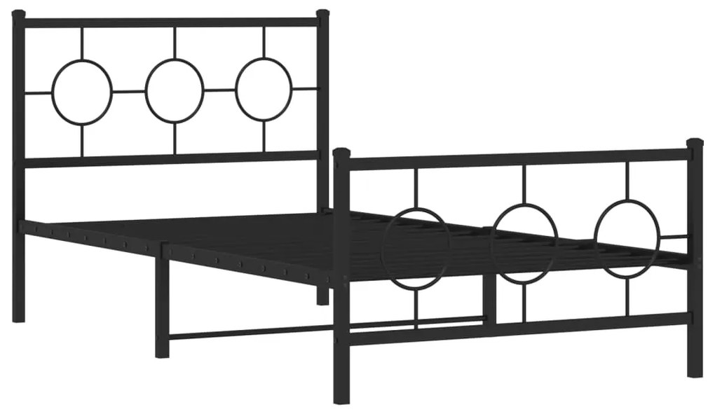 vidaXL Πλαίσιο Κρεβατιού με Κεφαλάρι&Ποδαρικό Μαύρο 100x200εκ. Μέταλλο