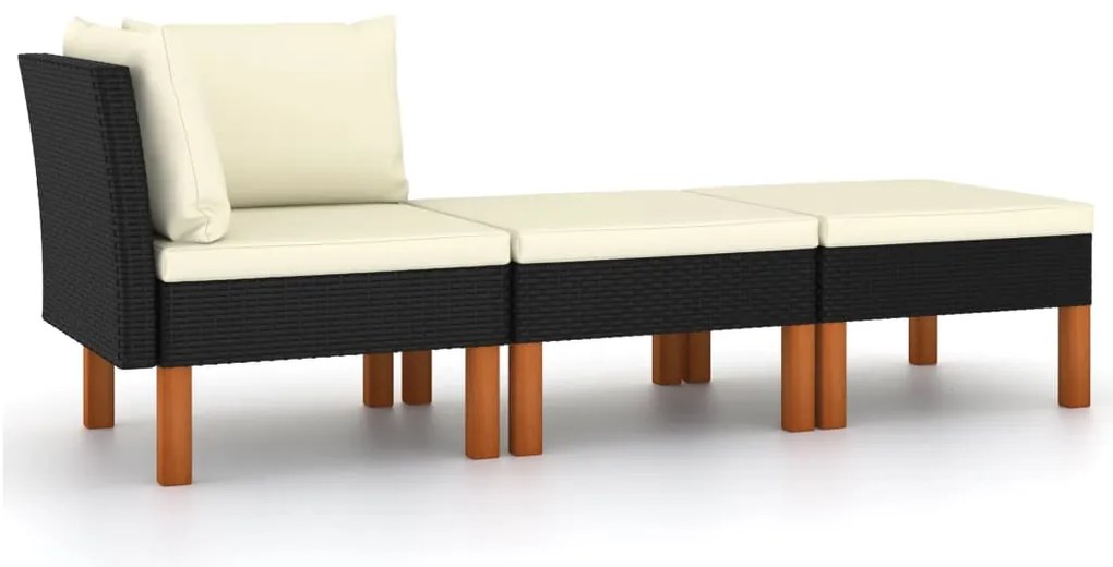 vidaXL Σαλόνι Κήπου 3 τεμ. από Συνθετικό Ρατάν / Μασίφ Ξύλο Ευκαλύπτου