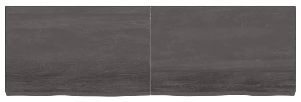 Ράφι Τοίχου Σκούρο Καφέ 160x50x(2-6) εκ. Επεξ. Μασίφ Ξύλο Δρυός - Καφέ