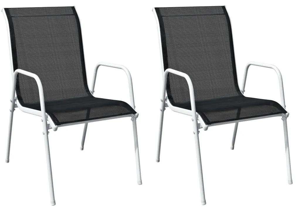 vidaXL Καρέκλες Κήπου Στοιβαζόμενες 2 τεμ. Μαύρες από Ατσάλι/Textilene