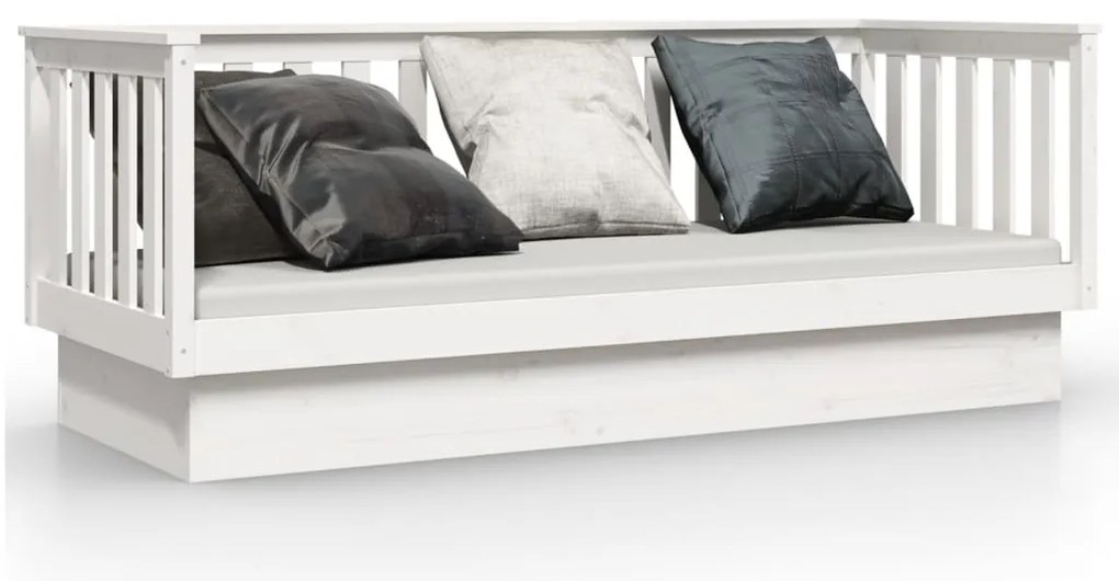vidaXL Κρεβάτι ημέρας χωρίς στρώμα Λευκό 75x190 cm Στερεό ξύλο πεύκο
