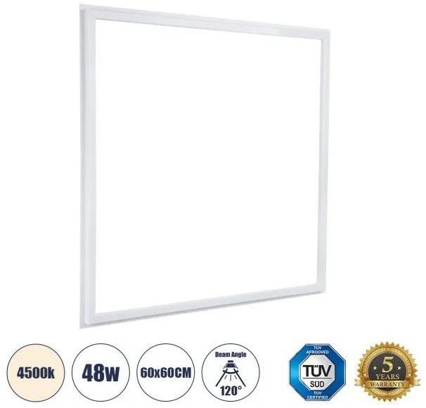 Χωνευτό LED Panel 60x60 Linear Frameless Super Slim Φυσικό Λευκό 60369 Globostar 60369