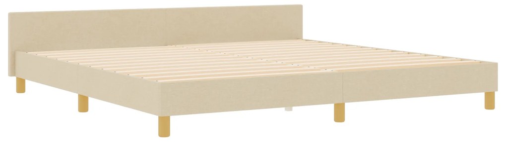 vidaXL Σκελετός Κρεβατιού με κεφαλάρι Κρεμ 200 x 200 cm ύφασμα