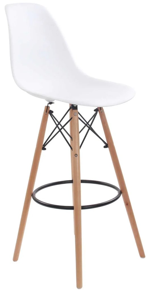 Σκαμπό Μπάρ Art Wood White Ε509,1P 52X46X114 cm Σετ 4τμχ Wood, Polypropylene