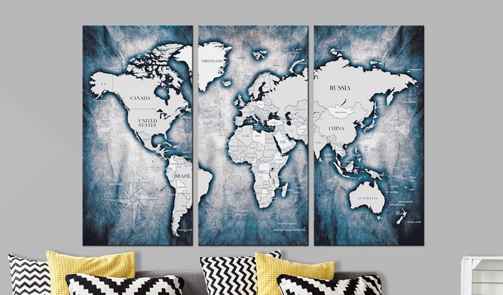 Πίνακας - World Map: Ink Triptych 90x60