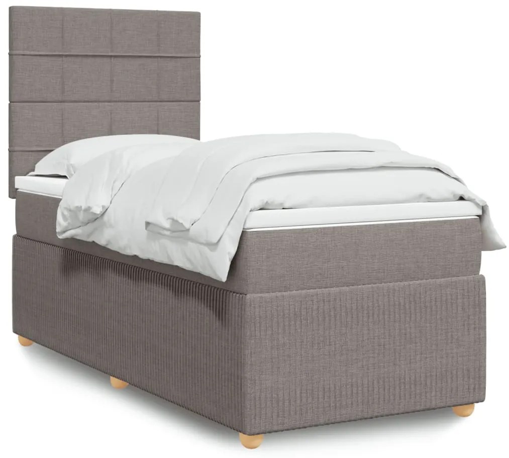 vidaXL Κρεβάτι Boxspring με Στρώμα Taupe 100 x 200 εκ. Υφασμάτινο