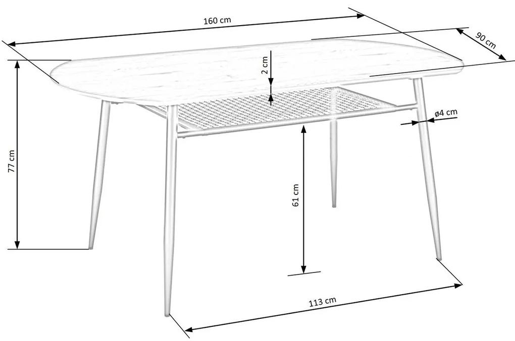 Τραπέζι Houston 1124, Μαύρο, Χρυσή βελανιδία, 77x90x160cm, 29 kg, Ινοσανίδες μέσης πυκνότητας, Φυσικό ξύλο καπλαμά, Μέταλλο | Epipla1.gr