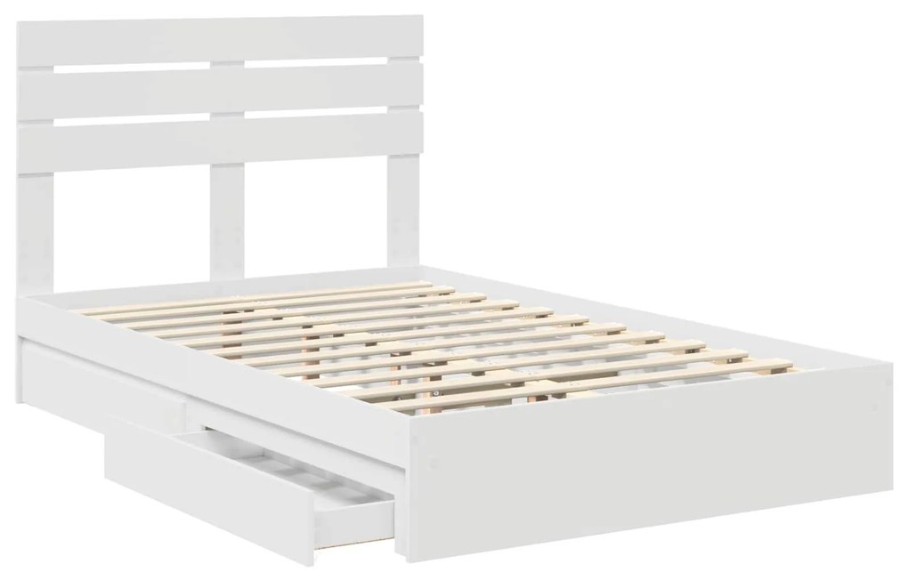 vidaXL Κρεβάτι Αποθήκης Λευκό 120 x 190 cm Επεξεργασμένο ξύλο