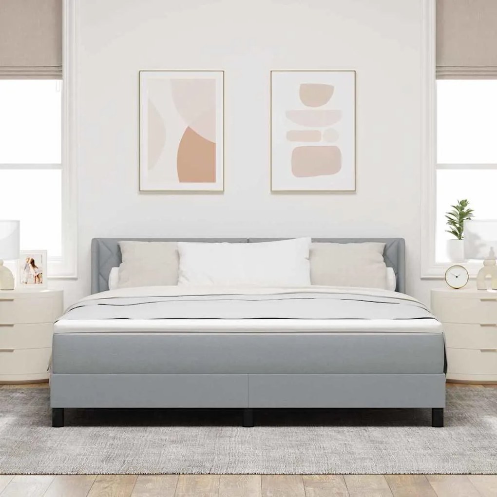 vidaXL Κρεβάτι box spring με στρώμα Ανοιχτό γκρι 180 x 200 cm