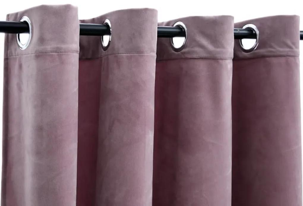 Κουρτίνα Συσκότισης Μεταλ. Κρίκοι Ροζ Αντικέ 290x245 εκ Βελούδο - Ροζ