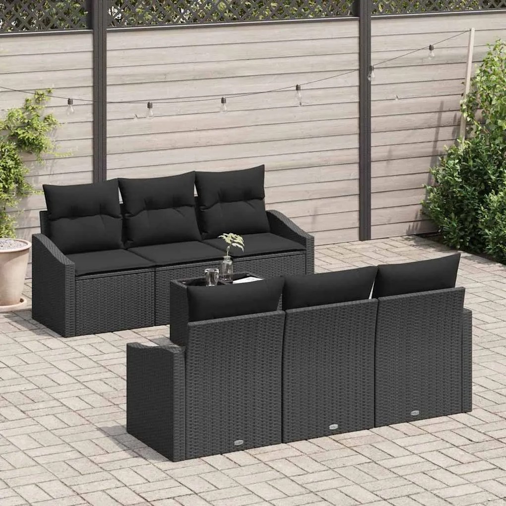 vidaXL Σετ Καναπέ Κήπου με μαξιλάρι 7 pcs Μαύρο 55 x 55 x 37 εκ